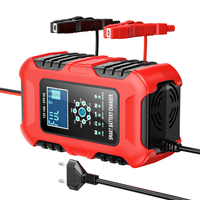 Smart Car Battery Charger 12V 24V LCD Display Motorcycle 7 Stage Automatic Charger AGM Deep Cycle GEL Wet Dry Lead-Acid Charger