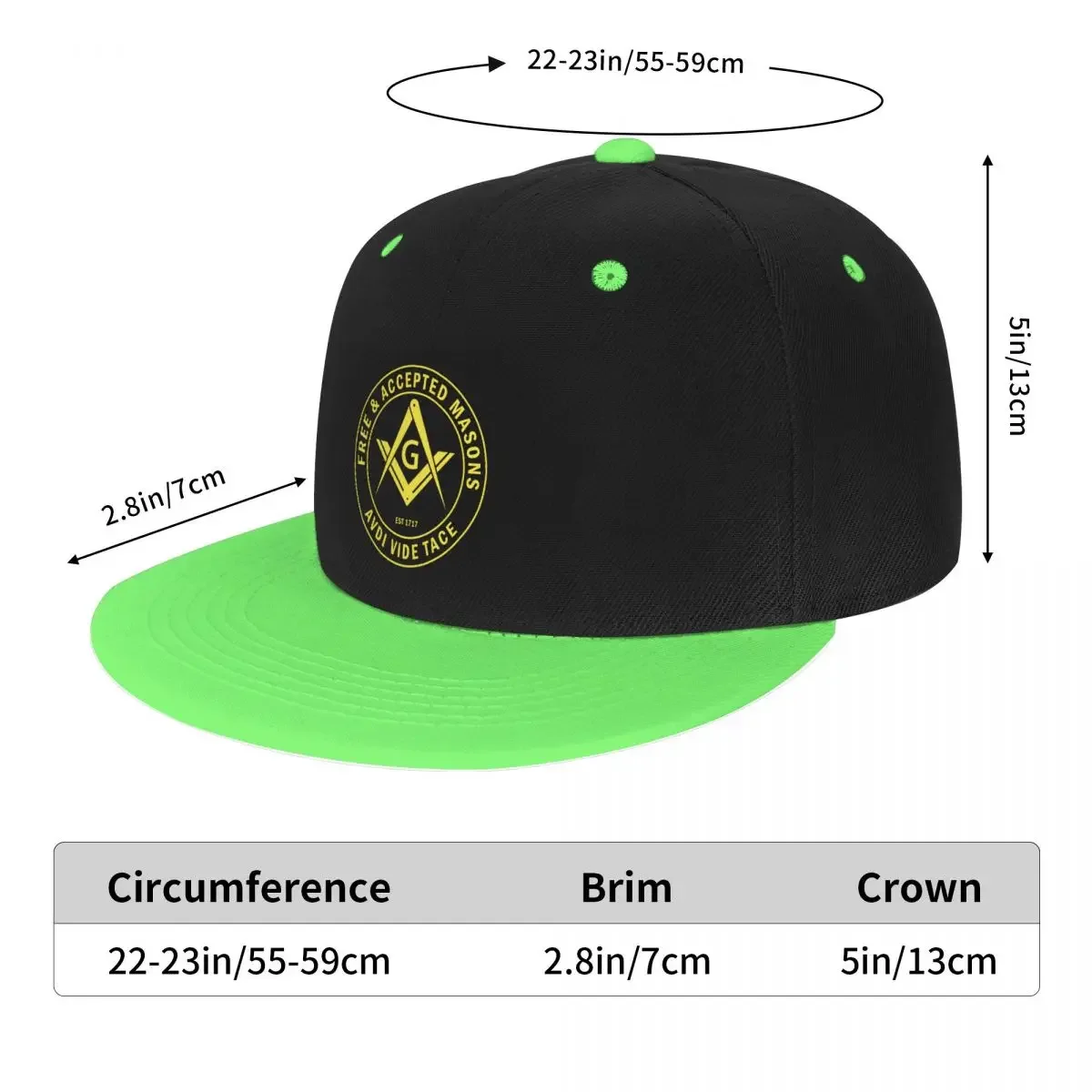 Custom Free Accepted Masons Masonic Freemason Baseball Cap Flat Outdoor Snapback Women Men's Adjustable Hip Hop Hats