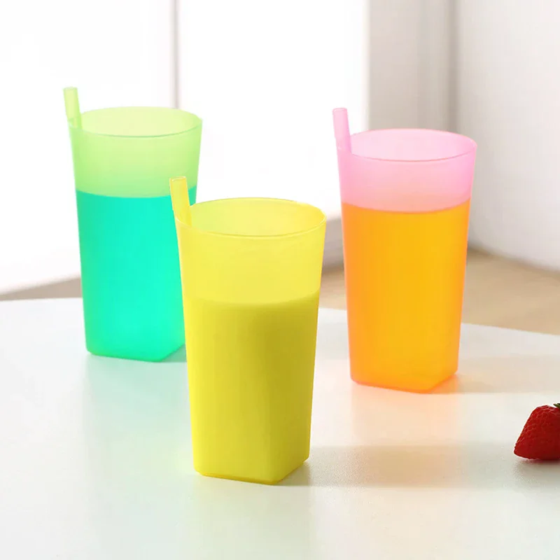 Children Infant Baby Sip Cup With Built In Straw Mug Drink Kids Water Bottle Food-grade Plastic Integrated Straw Cup