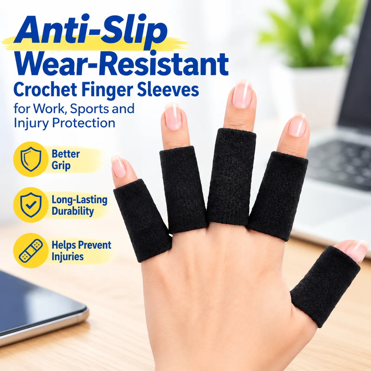Anti-Slip Wear-Resistant Crochet Finger Sleeves for Work, Sports and Injury Protection