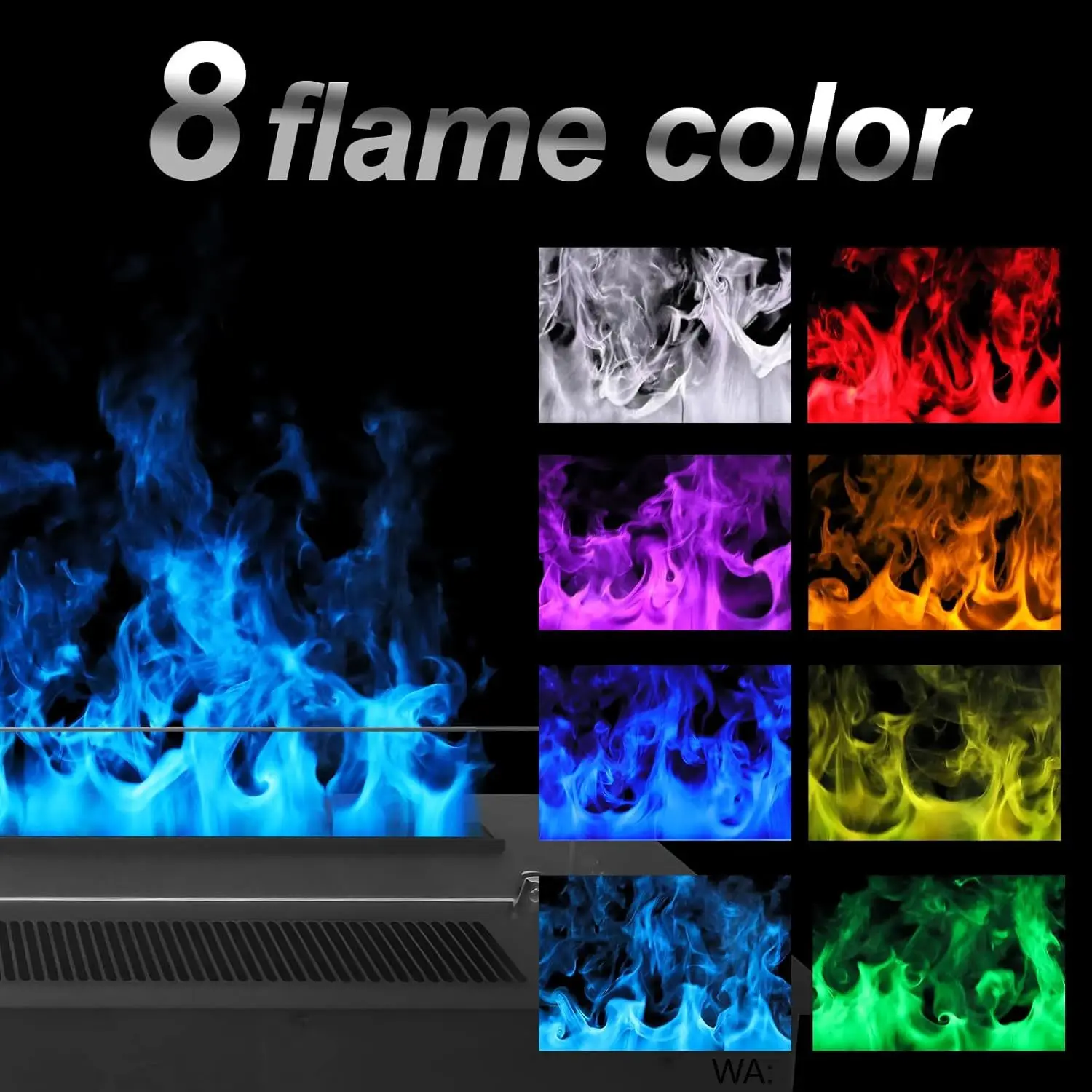 Kalsubo Multicolor Atomized Water Vapor Fireplace Insert 47.25 Inch Built In Heater Smart App Remote Control Timer Child Lock