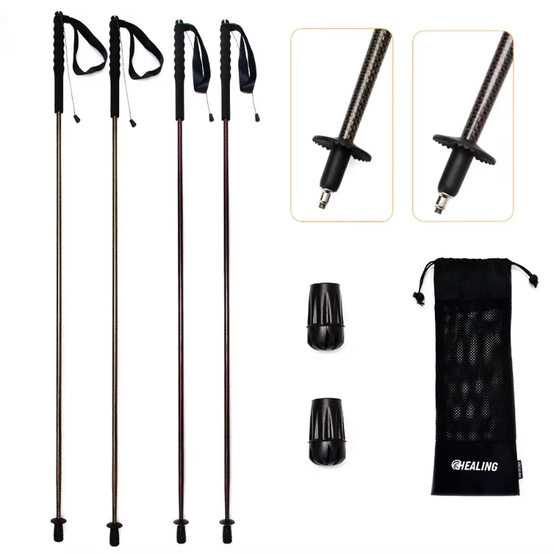 

【Best-selling】OKHEALING 5-Section Ultralight Carbon Fiber Trekking Pole Adjustable Hiking Stick EVA Handle Camping