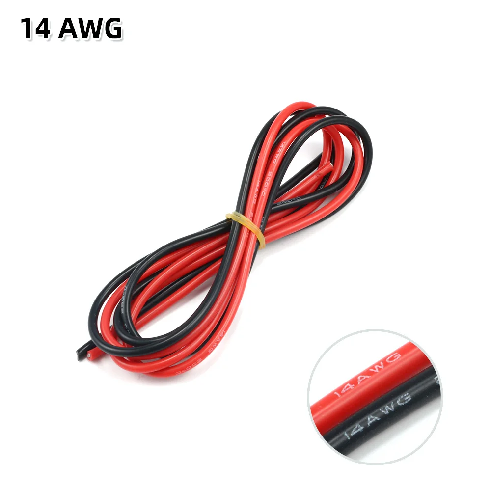 2 meter siliconendraad 8 10 12 14 16 18 20 22AWG hittebestendige zachte siliconen silicagel draadkabel (1 meter rood + 1 meter zwart) - afbeelding 1