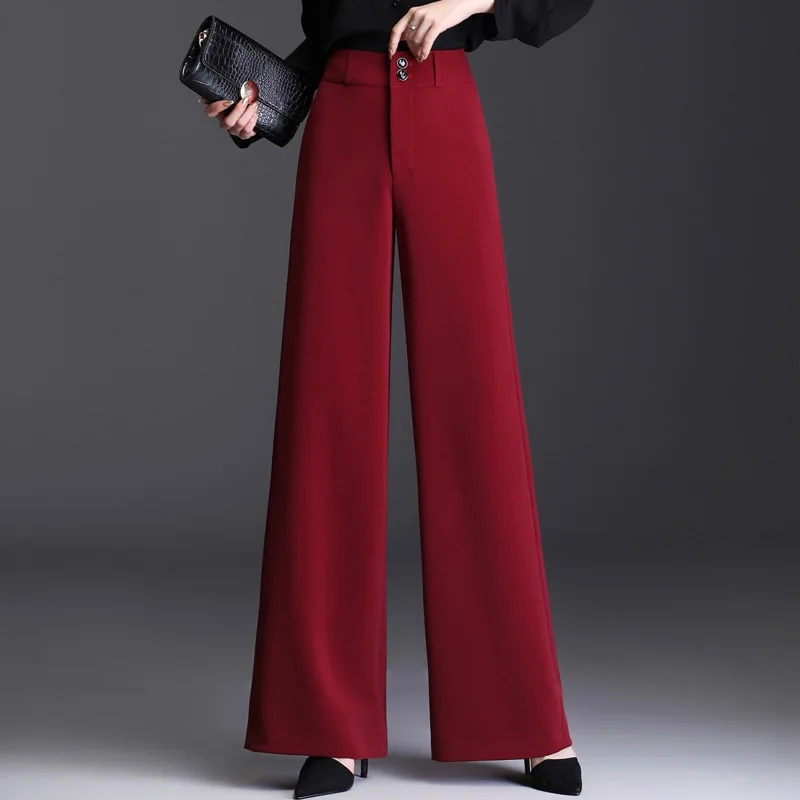 

2026 New Women Wide Leg Pants For Spring Autumn Summer Office Elegant Long Length Trousers High Waisted Dropshipping