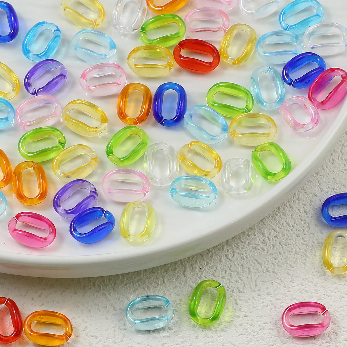

95/190Pcs 11x16mm Acrylic Mix Color Transparent Chain Buckle Spacer Beads For Jewelry Making DIY Bracelets Necklace Accessories