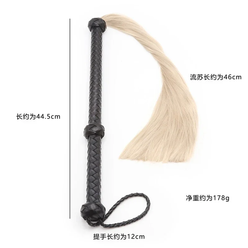 90.5CM Horse Supply Premium Tassel PU leather Whip for Horse Training Crop Whip Handle With Both Hands Handle with Wrist Strap