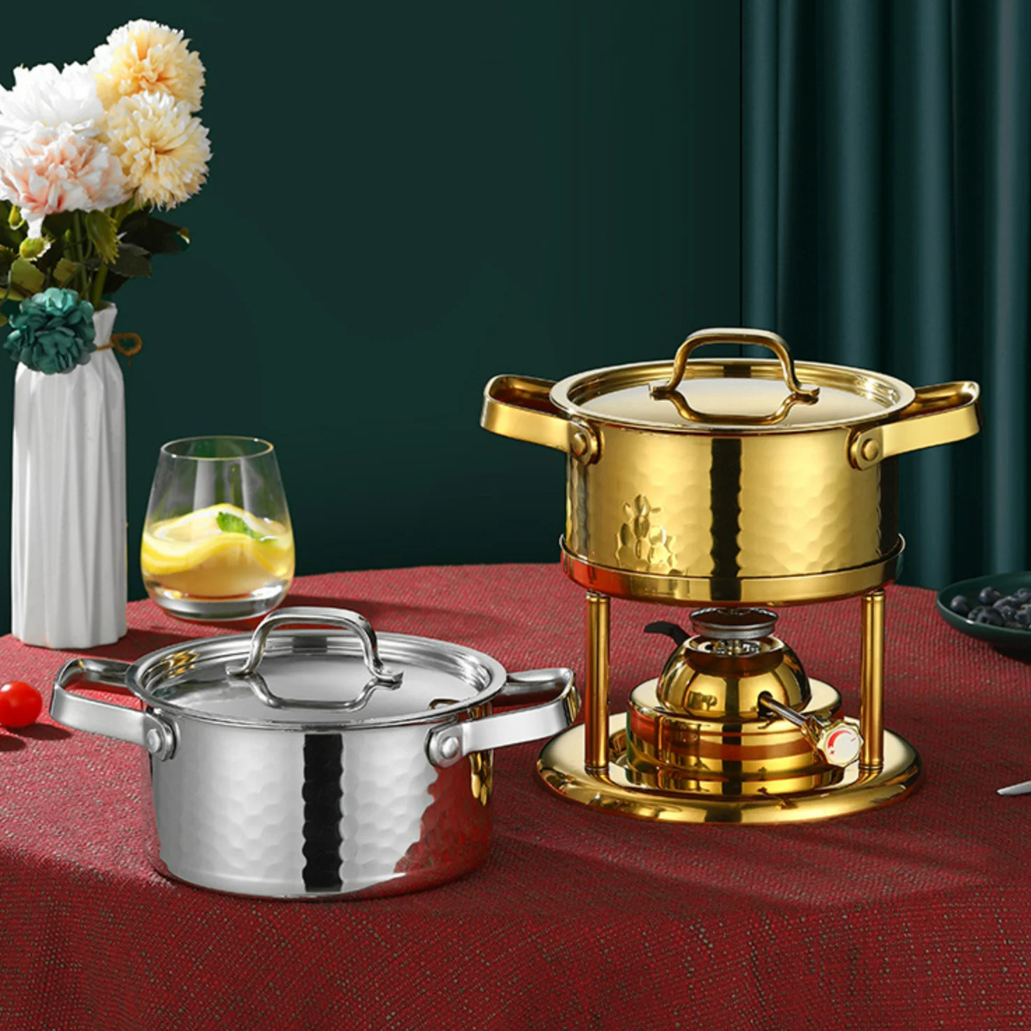 Commercial Gas Stainless Steel Hotpot Single Shabu Pot for Restaurant Home Use
