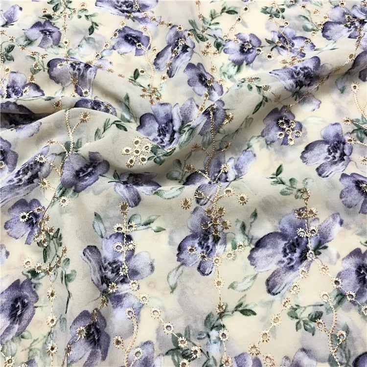 Французский высококачественный шифон с вышивкой, модная африканская ткань с принтом и выдолбленной разноцветной кружевной вышивкой.