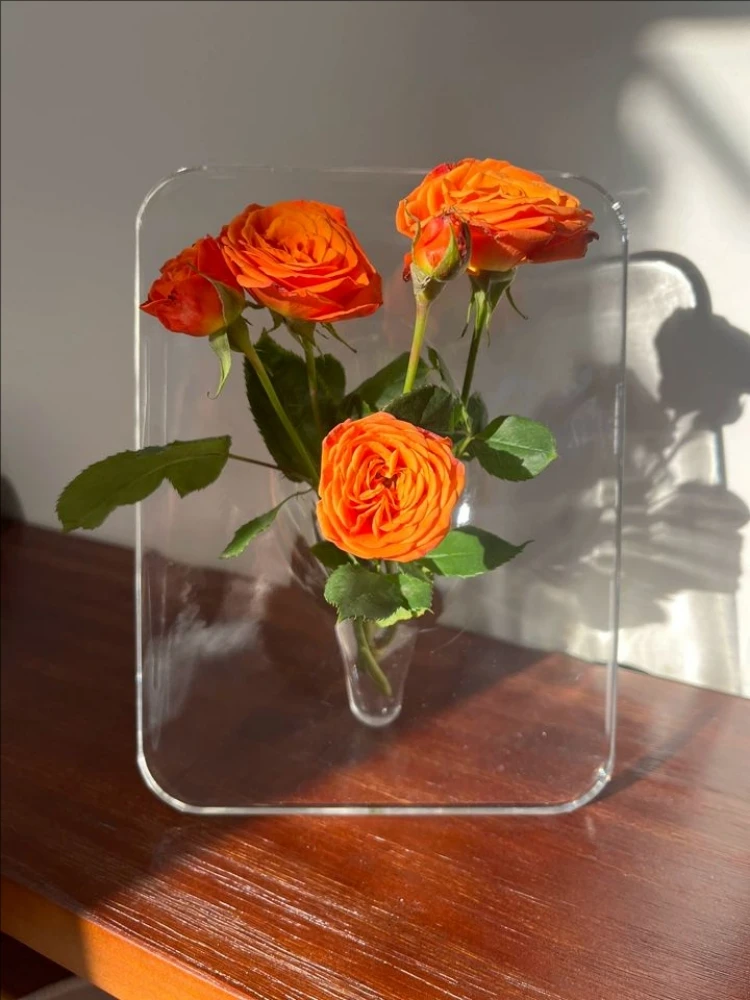 

Clear Photo Frame Shape Acrylic Flower Vase Minimalist Plastic Decor Unique Vase For Centerpieces Bedroom Office Study Desktop