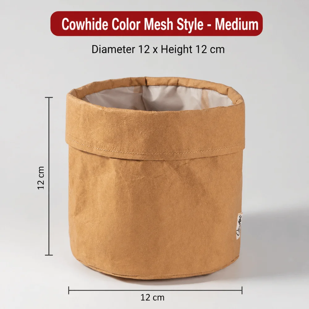 1pc Simple Reusable Kraft Paper Bag Washable Thickened Paper Storage Bag Waterproof Large Capacity Flower Pot Home