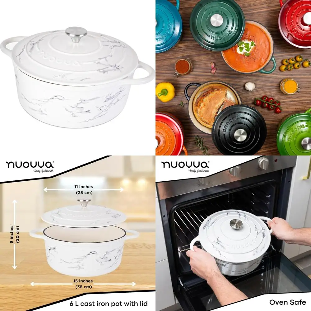 

Enameled Cast Iron Dutch Oven - 6.4 Quart Non-Stick Ovenproof Casserole Pot - Sturdy Cookware for Baking and Stewing