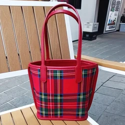 England Style Plaid Tote Bags For Women Luxury Designer Handbag And Purse 2024 New In Polyester With Inner Pocket Cloth Shoulder