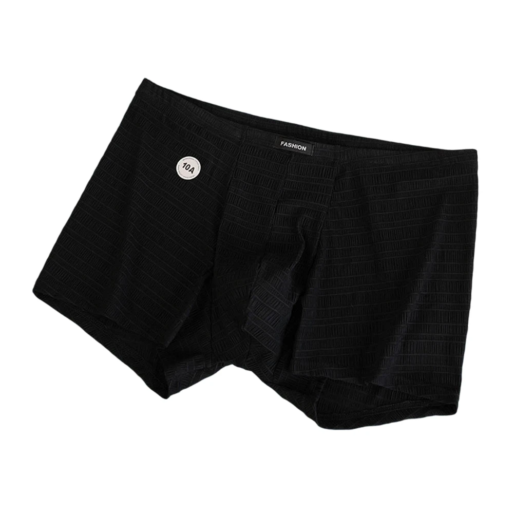 Men Texture Mesh Boxer Shorts Underwear High Stretchy Thin Breathable Panties Soft Panties Daily Sports Casual Wearing
