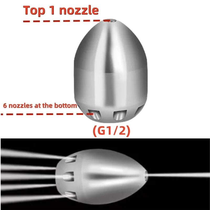 Sewer Drainage Cleaning Nozzle, High-Pressure Cleaning Machine Nozzle, Interface 1/2 Internal Thread, Flow Rate 40-70L/min