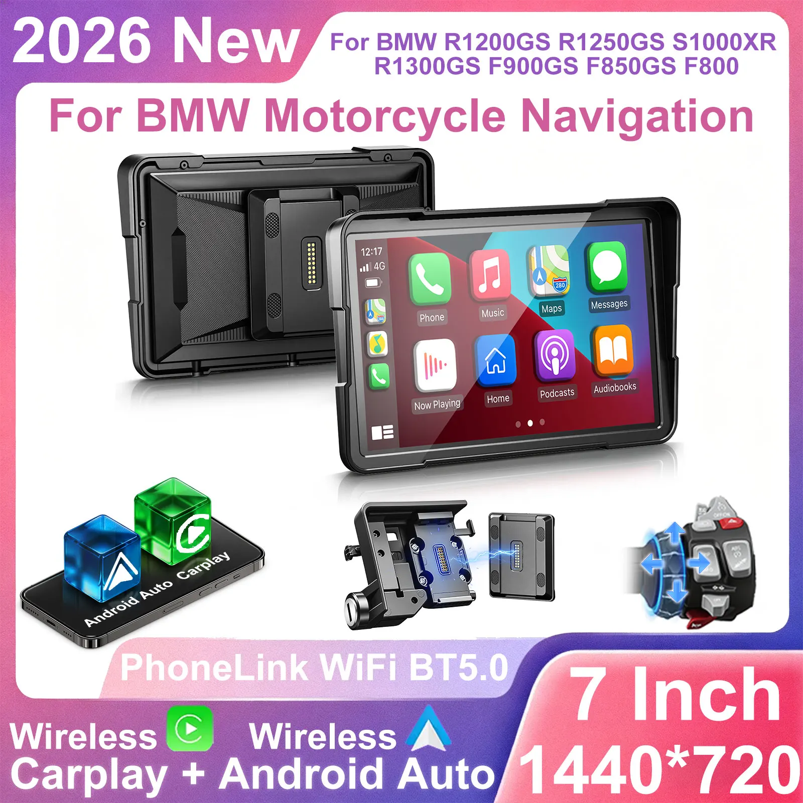 

Навигационный дисплей LBW для мотоциклов с CarPlay и Android Auto для BMW R1200GS, R1250GS, S1000XR ADV, R1300GS, F900GS, F850GS