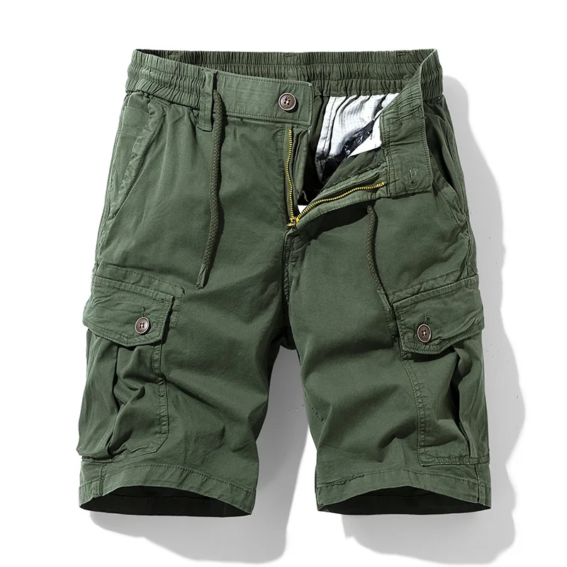 Short cargo en coton pour hommes, grande taille, multi-poches, mode printemps, livraison directe