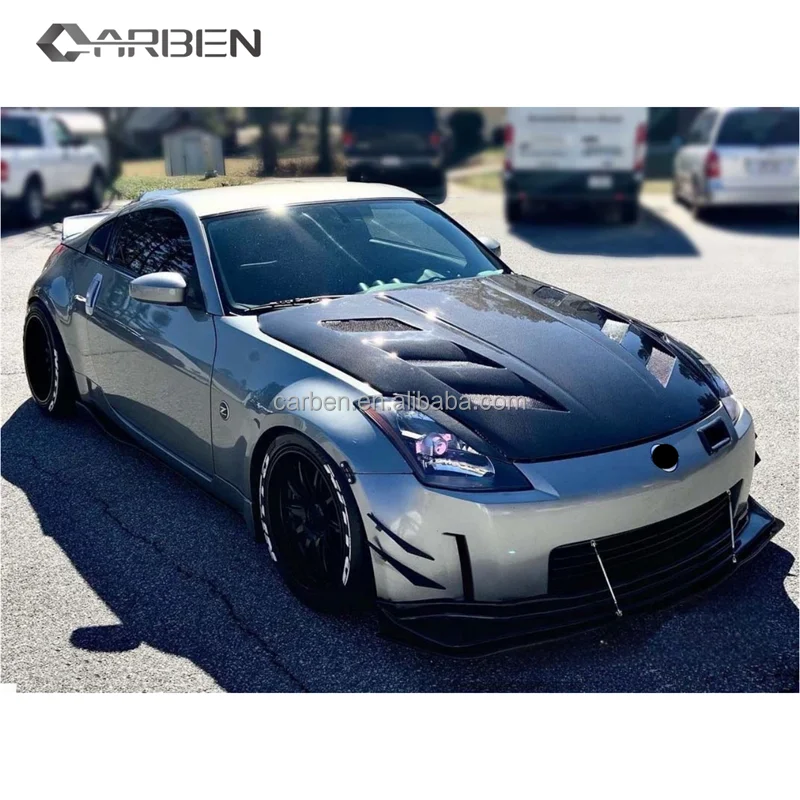 AM Style High Quality Carbon Fiber Hood for 350Z Z33 Open-Hole Body Kit with New Condition Car Bumpers 4