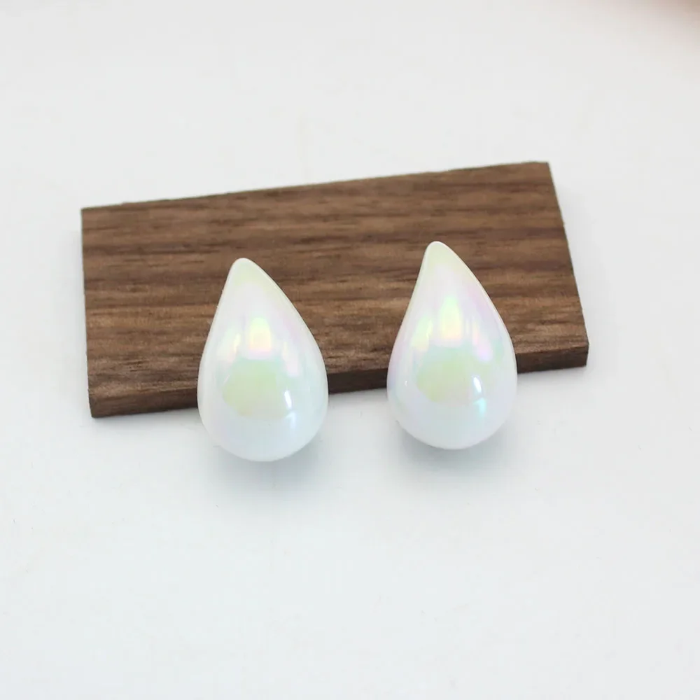 Waterdrop Acrylic UV AB Dazzling Illusory Color Bean Smooth Stud Earrings for Women Hyperbole Punk Geometry Party Jewelry Gift