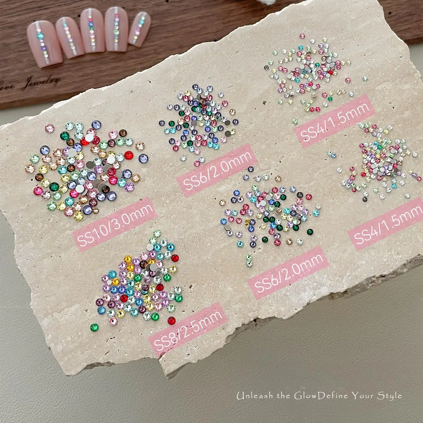 

Kaniu премиум дизайн ногтей крошечные смешанные цвета красочные камни Crysta смешанные размеры с плоской спинкой без исправления стразы блестящие круглые драгоценные камни «сделай сам»