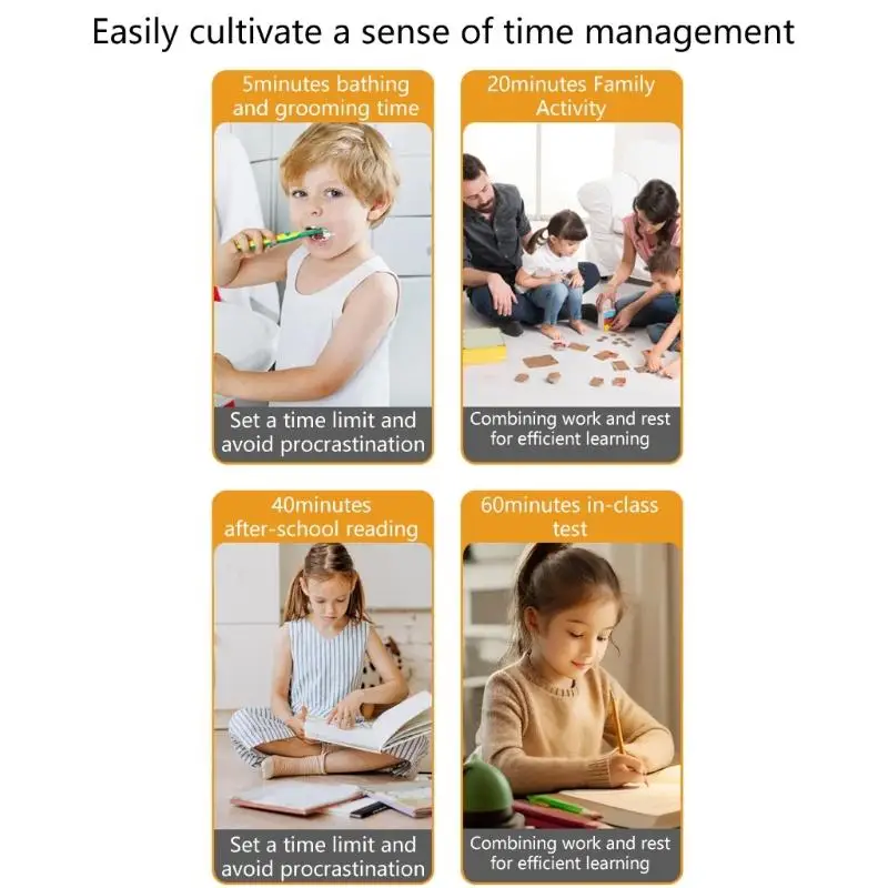 60 Minutes Visual Timer Quiet Operation Countdown Alarm Clock Kitchen Countdown Timer Time Management Tool