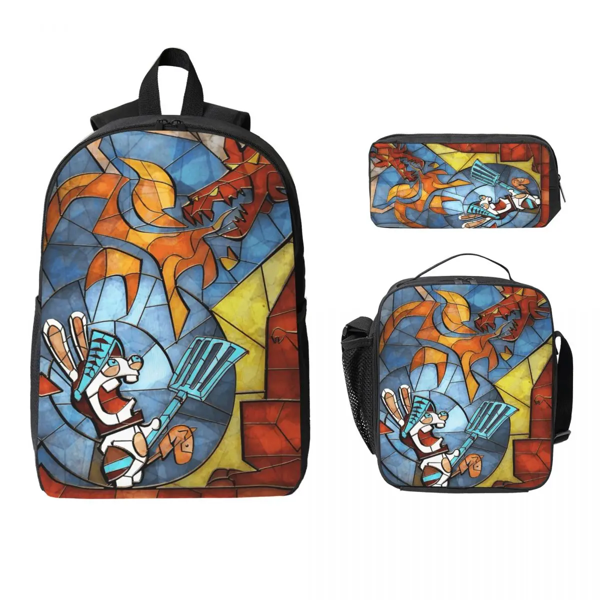 

3Pcs Invasion Rabbits School bags Set for Children Pencil Boxes Backpack Sets with Lunch Box For School Students Knapsack