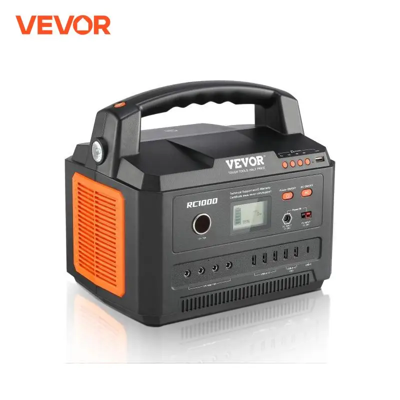 

VEVOR Portable Power Station Solar Generator 999Wh 1000W with 12 Charging Ports