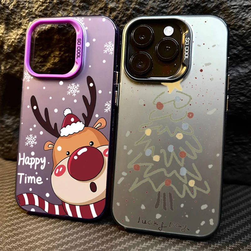 

Santa Claus Elk Christmas Tree Phone Case For Samsung Galaxy S25 S24 S23 FE S22 S21 A54 A53 A55 A33 A16 Shockproof Back Cover