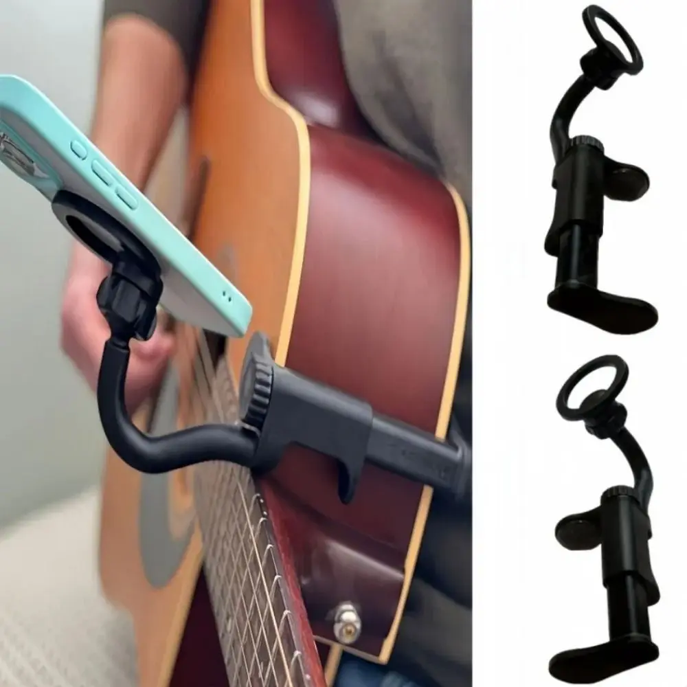 Adjustable Magnetic Guitar Phone Holder Non-slip with Clip Musical Instrument Phone Stand Hands-Free Easy To Install