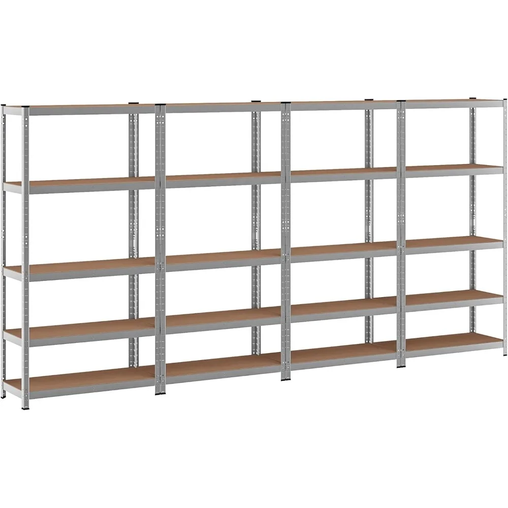 Storage Shelves Metal Garage Shelving Unit 5-Shelf Adjustable Heavy Duty Boltless Organizer Rack (4, Silver)