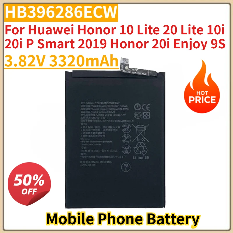 New HB396286ECW 3.82V 3320mAh Mobile Phone Battery For Huawei Honor 10 Lite 20 Lite 10i 20i P Smart 2019 Honor 20i Enjoy 9S