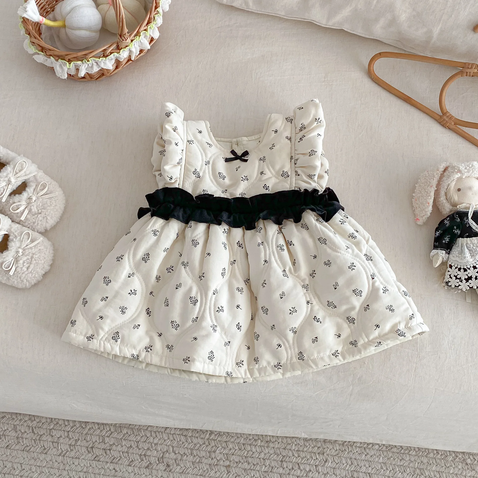 

Зимнее новое платье-принцесса с цветочным принтом или свитер-база для девочек, 7023, корейская безрукавка-юбка для девочек, 2025