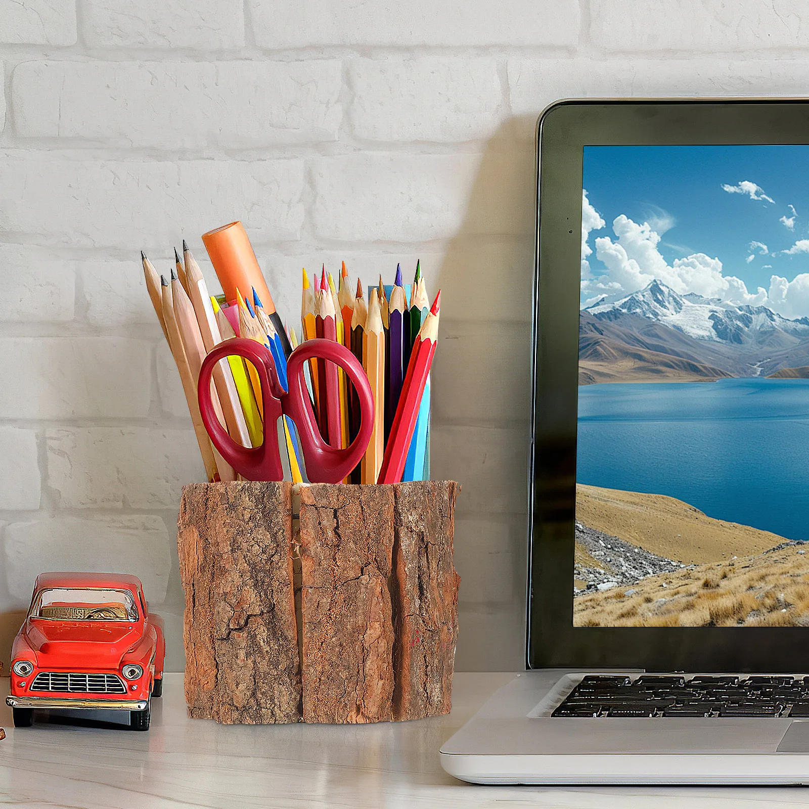 

Waterproof Flower Bucket Country Style Flowerpot Birch Bark Planter Wooden Vase Garden