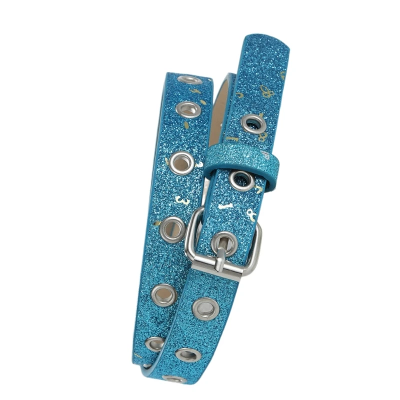 Pin Buckle Belts for Female Full Sequins Waist Belt English Letter Print Belt