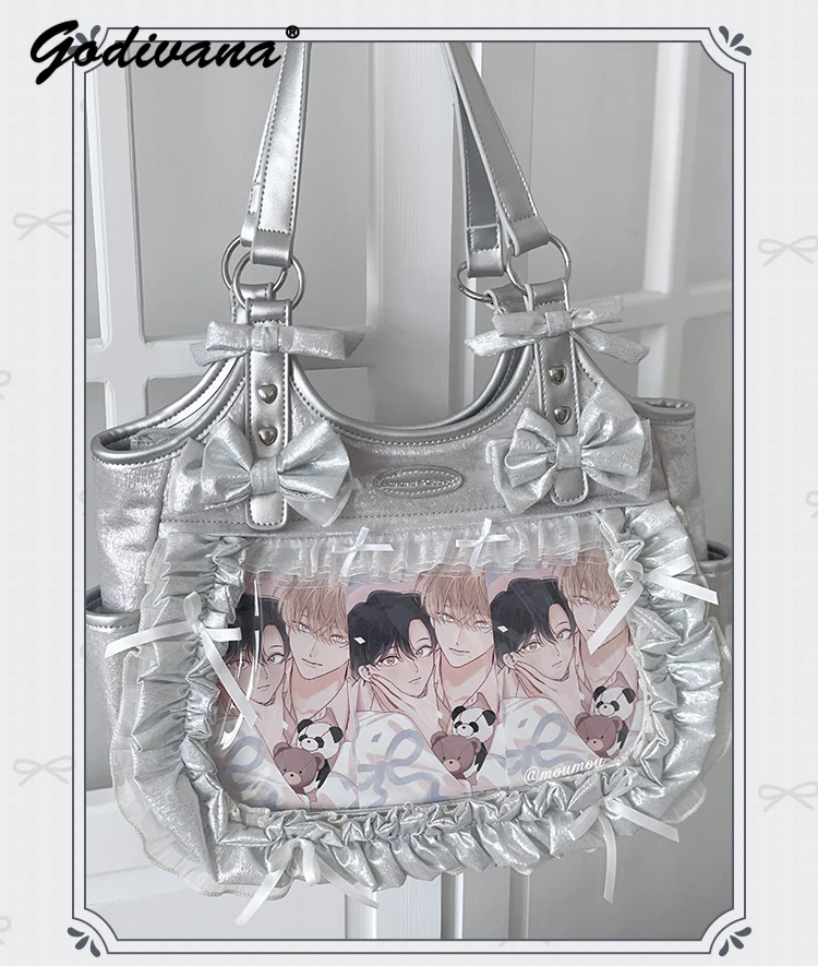 Original Apron Ita Bag Butterfly Satin Portable Shoulder Bag Girl Women's Cute Large Capacity Handbag Bolso Lolita Tote Bags