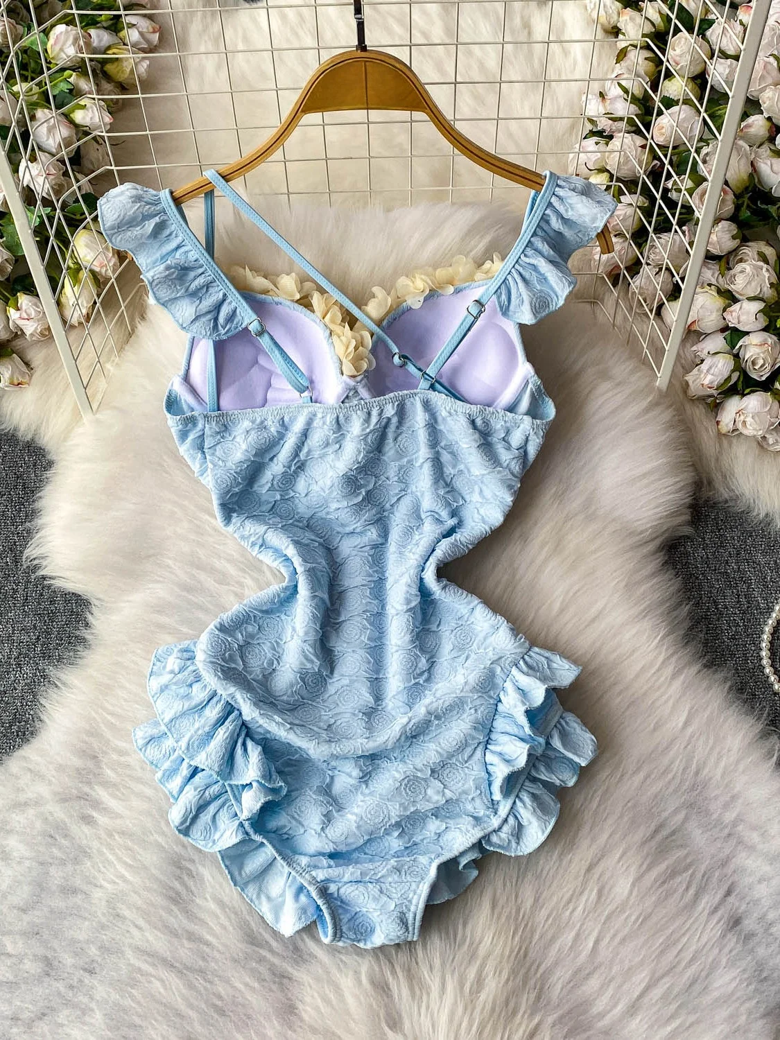 

Sexy Sweet Floral Embroidery Square Collar ort Dr Women's Summer Slimming Swimwear High Waist orts Straight Cut Commute