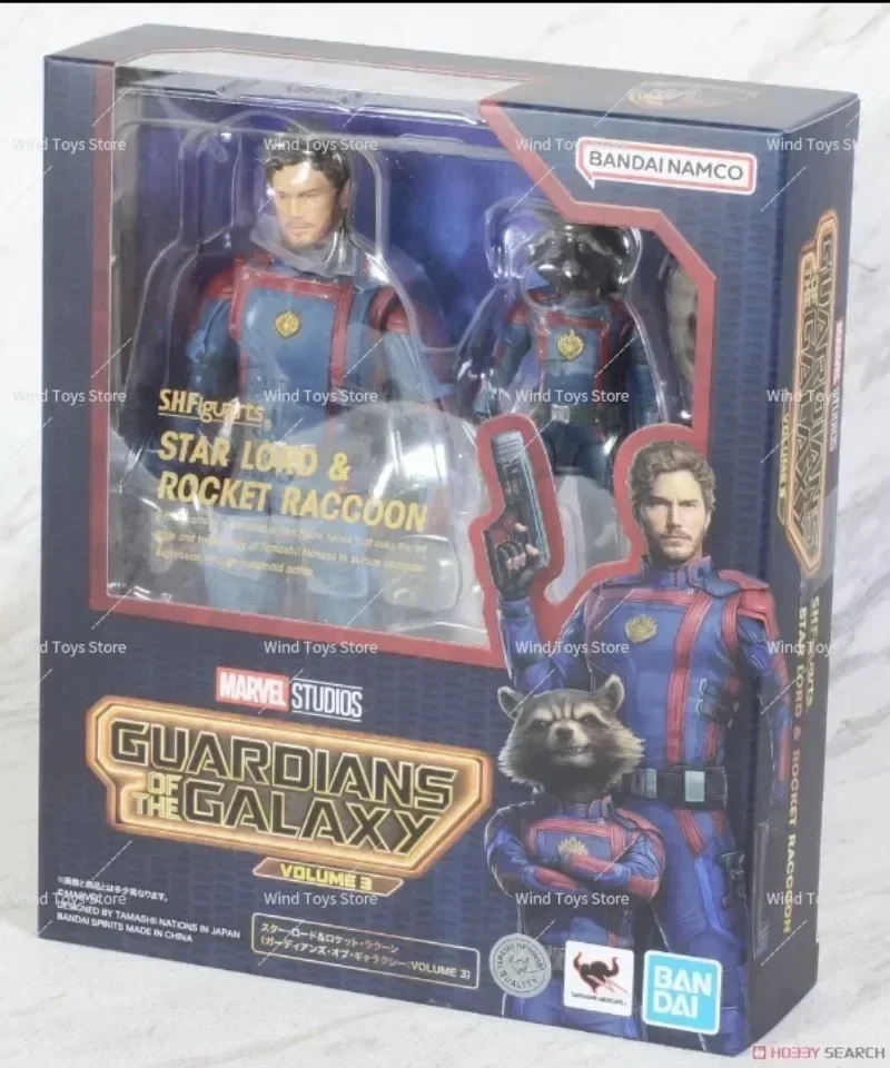 بانداي الأصلي حراس المجرة ايم SHF حجم الشكل 3 نجوم لورد صاروخ الراكون عمل نموذج لجسم شيكو دمى هدايا