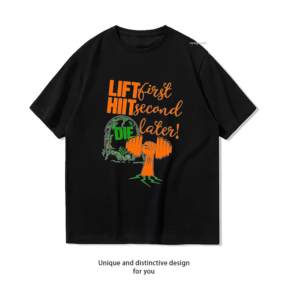 Halloween Tank Lift First Hiit Second Die Later T-shirt Woman Man Summer Cotton Graphic T Shirts Adult Casual Streetwear Tops