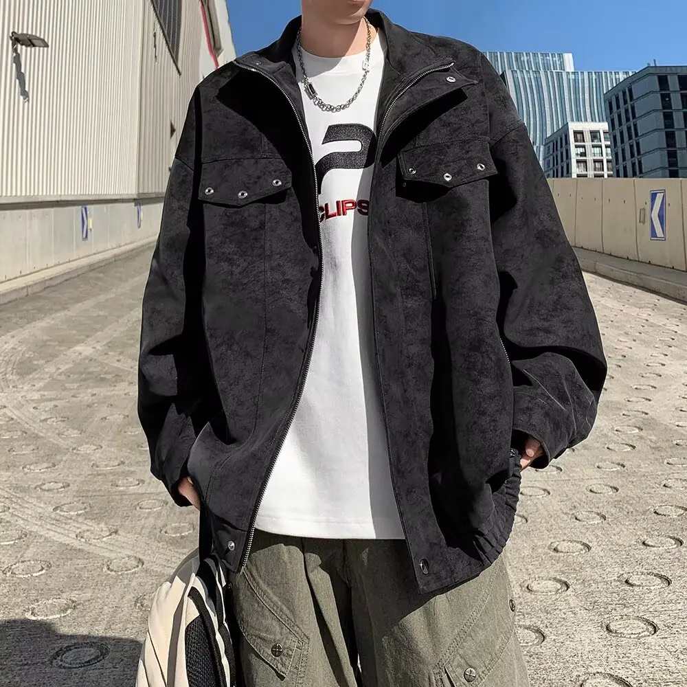 

Мужская куртка-пилот Sli Retro Biker из искусственной кожи, модная, в американском стиле, свободного кроя, с металлическим декором, длинный рукав