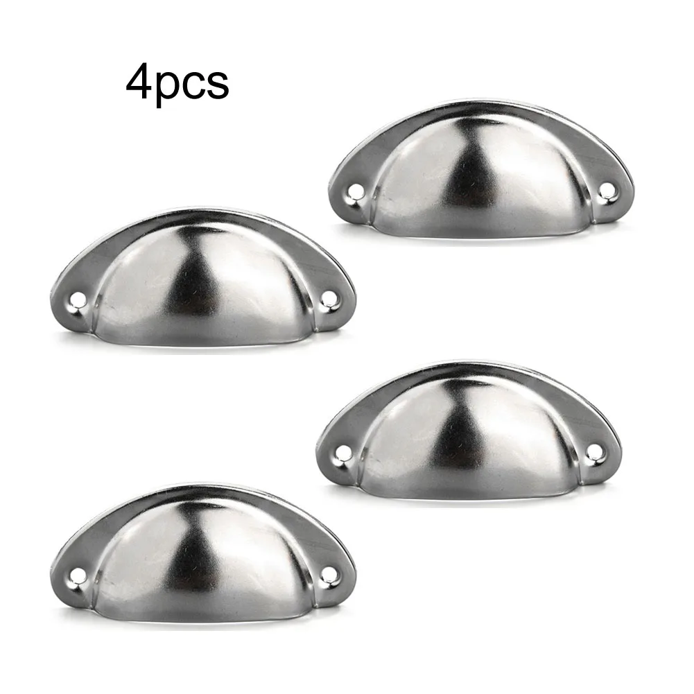 High Quality Practical Brand New Drawer Handle Accessories Shell Handle Tin Sheet 4PCS 8 X Screws Home Decoration