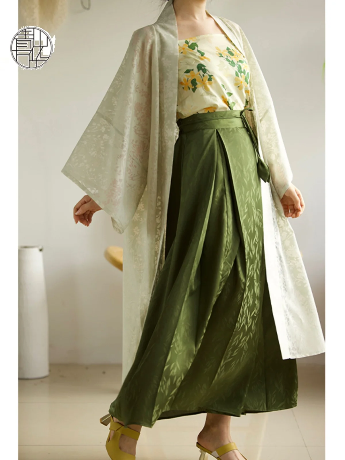 

New Chinese Sle Wide Leg Pants Spring Summer Qing Mountain Wan Hua Hanfu Le Design Han Su Commuter Skirt for Women
