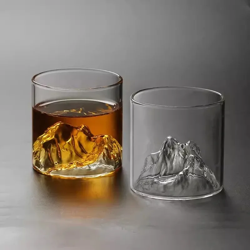 Japanese Whisky Glass Cup Creative Iceberg Design Glass Cup Mountain Water Glass Glacier Mug Fuji Artwork Gift