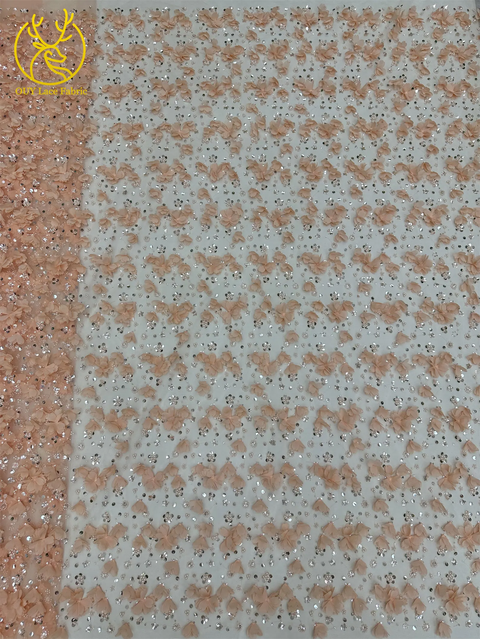 ثلاثية الأبعاد زهرة الدانتيل الأفريقي مطرز الترتر شبكة نسيج الدانتيل الفرنسية رائعة التطريز نسيج عالي الجودة فساتين حفلات الزفاف