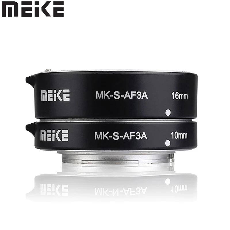 Meike MK-S-AF3A أنبوب تمديد ماكرو معدني بتركيز تلقائي 10 مللي متر 16 مللي متر لكاميرا Sony Mirrorless a6300 a6000 a7 a7SII NEX E-Mount