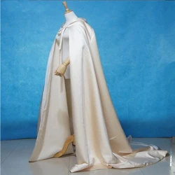 Long Wedding Cape Bridal Cloak Satin Hooded Cape Shawl Coat Costume Cosplay Party Wrap  Colour Customized