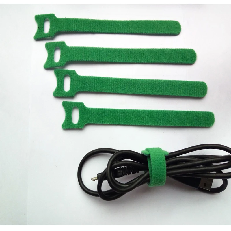 45pcs 200*12mm Green Nylon Reusable Cable Ties with Eyelet Holes Multi Purpuse Cable Management Hook &Loop Fastening Straps