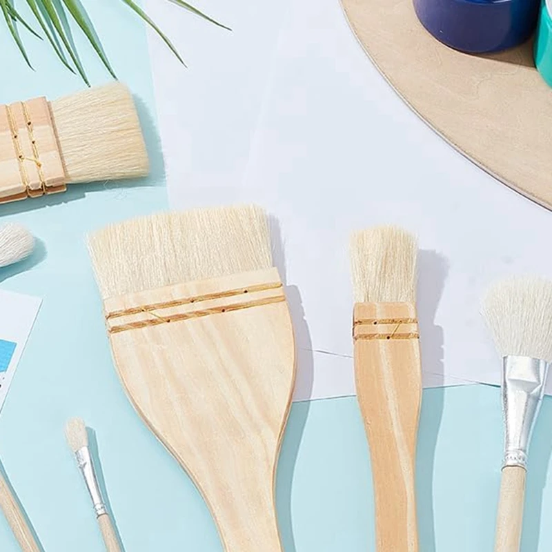 9 Styles Ceramic Brushes Set, Pottery Glaze Brushes, Different Shapes Wool Art Paint Brush With Wood Handle For Artists