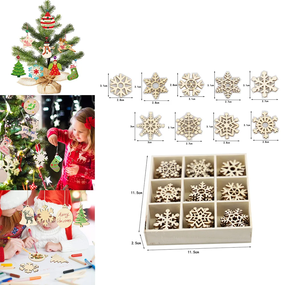 

DIY Christmas Wooden Ornaments Ornaments With ropes Christmas Decorations Hanging Kit Snowflakes Shapes Wooden