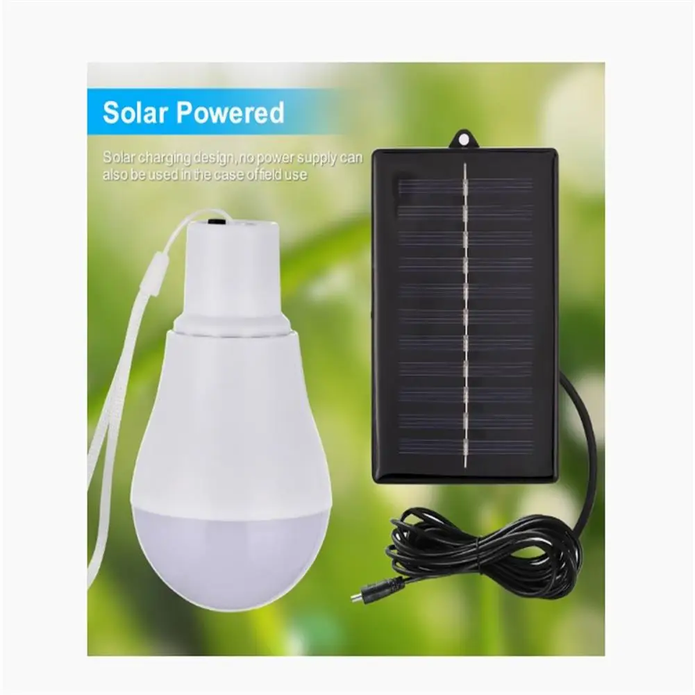 Outdoor LED Solar Lamp Bulb Waterproof Portable Solar Garden Hanging Light Hiking Fishing Emergency Lights