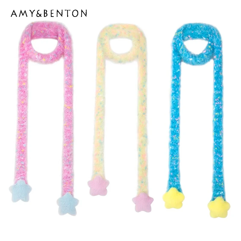 design-originale-multicolore-y2k-hot-girl-star-furry-accessori-da-donna-autunno-inverno-nuovo-dolce-carino-versatile-sciarpa-calda-da-donna