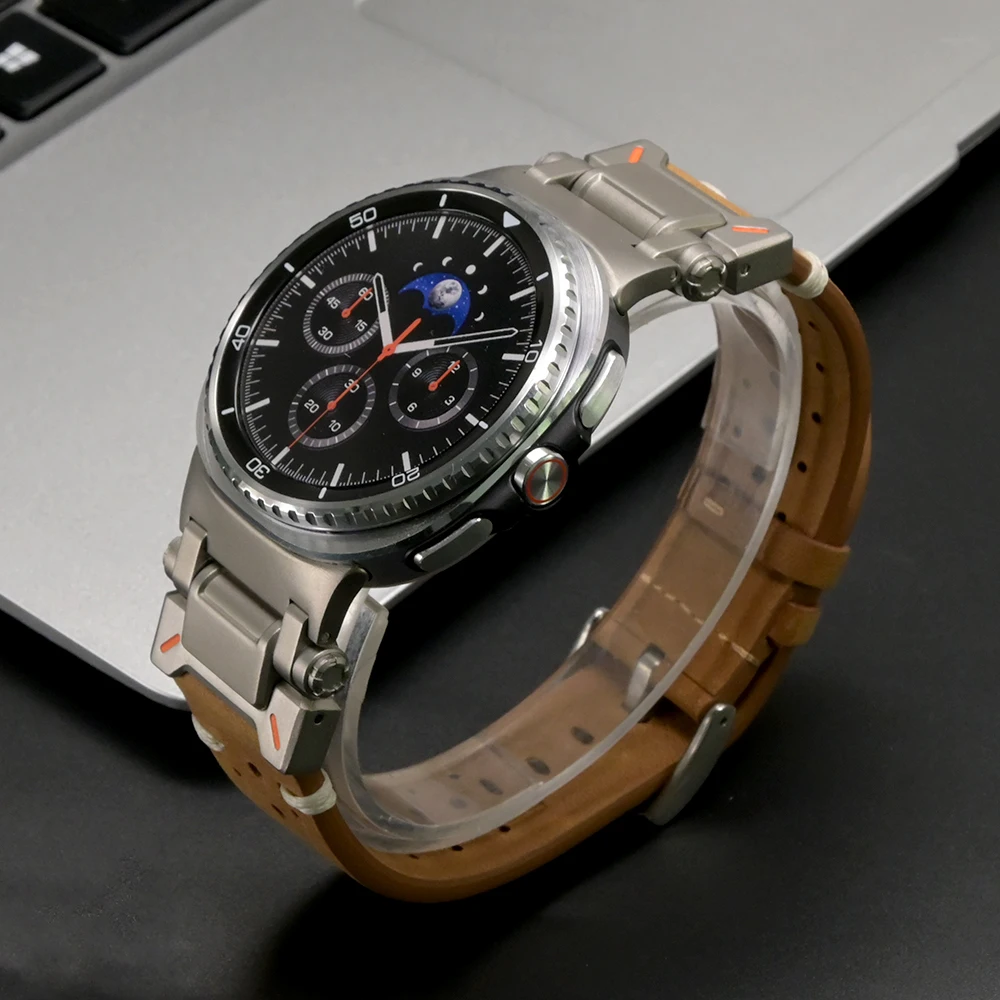 

Кожаный ремешок без зазоров для Samsung Galaxy Watch 8 Classic 46 мм 8 44 мм 40 мм Сменный ремешок для Galaxy Watch Ultra 2025 2024 47 мм